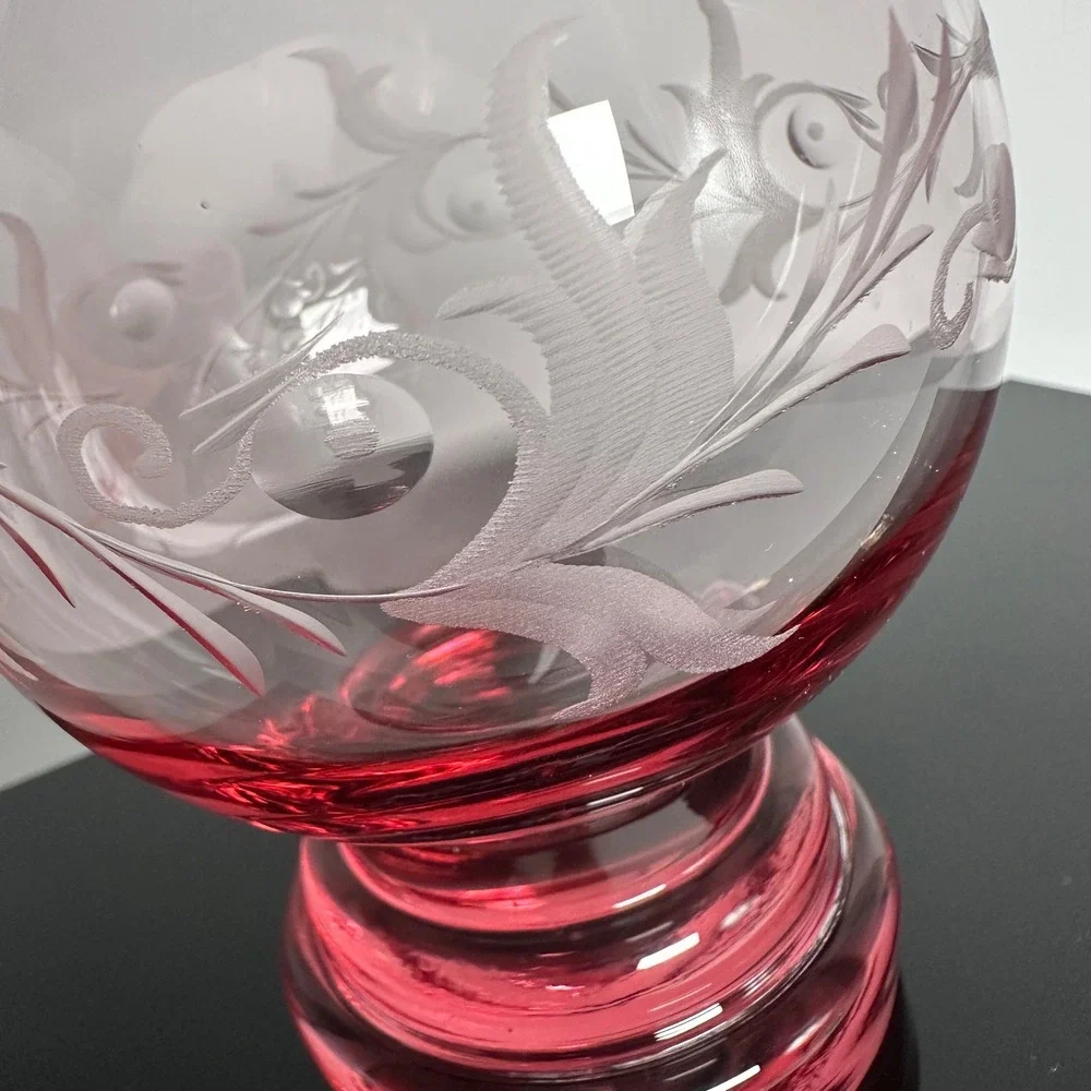Kristall Schlenz Rattenberg Austria Glass Ruby Cut Crystal Brandy Snifter Cognac